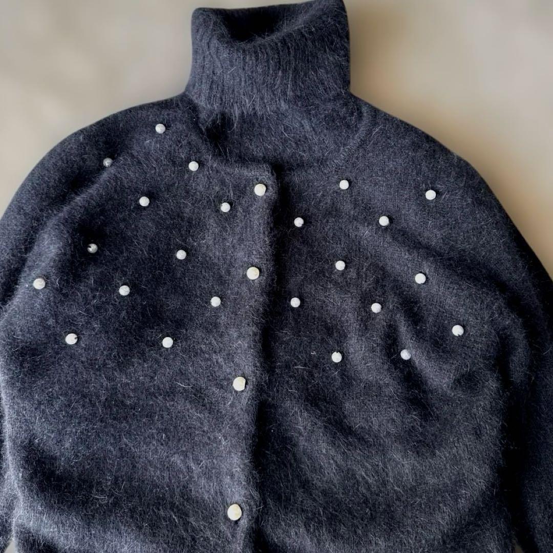 ✨極美品✨エムズグレイシー　アンサンブル　ブラック　シャギー　アンゴラ　パール