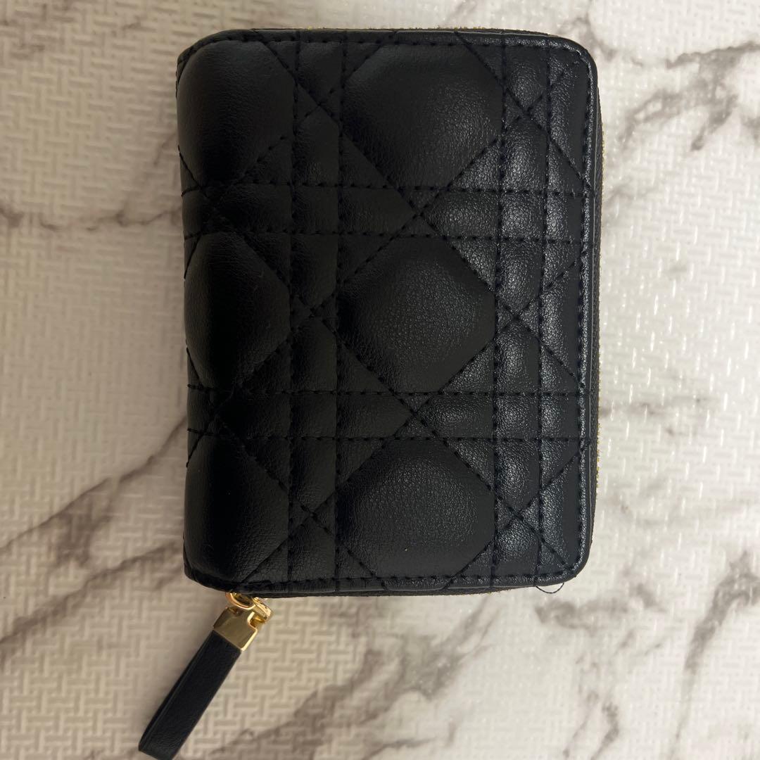 最終価格 Dior ブラック 二つ折り財布 キルティング