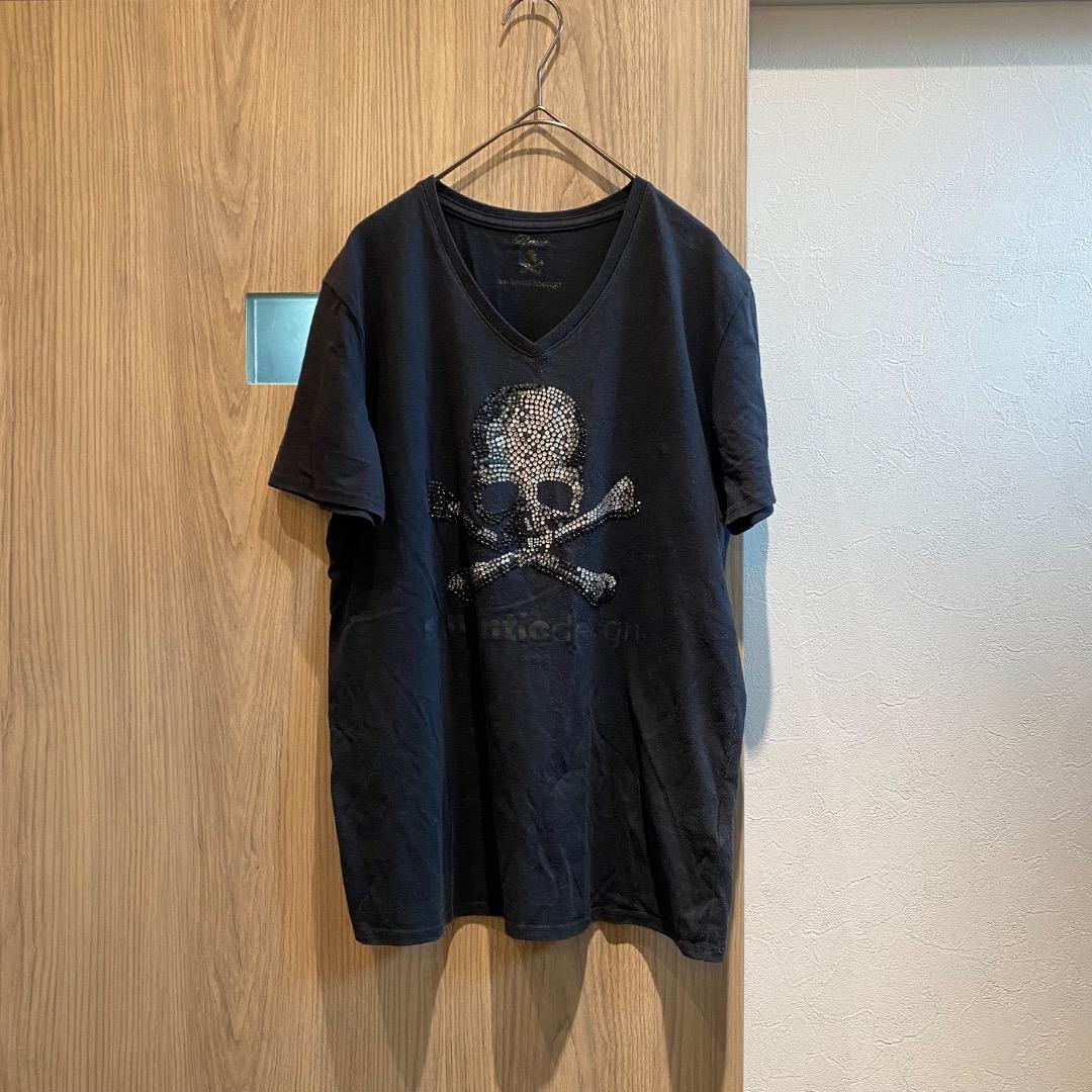 Roen×semantic design お兄系 y2k 髑髏 vネックTシャツ