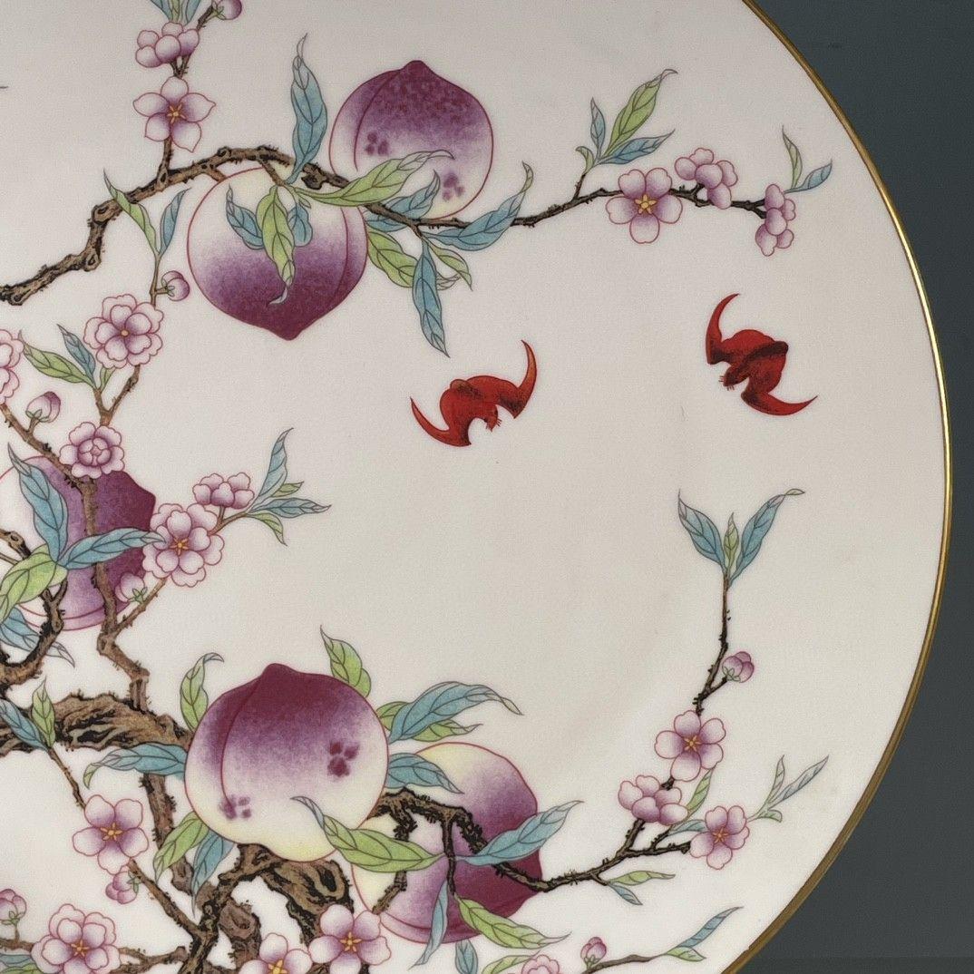 大清乾隆九桃寿桃賞盤 景徳鎮 陶磁器 装飾品 現代工芸品 美術品 置物