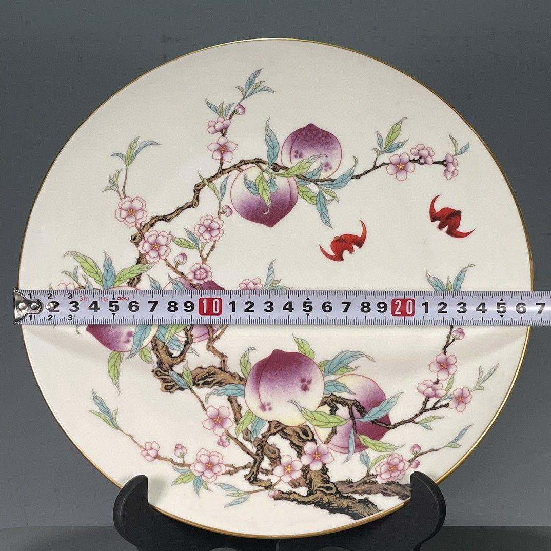 大清乾隆九桃寿桃賞盤 景徳鎮 陶磁器 装飾品 現代工芸品 美術品 置物