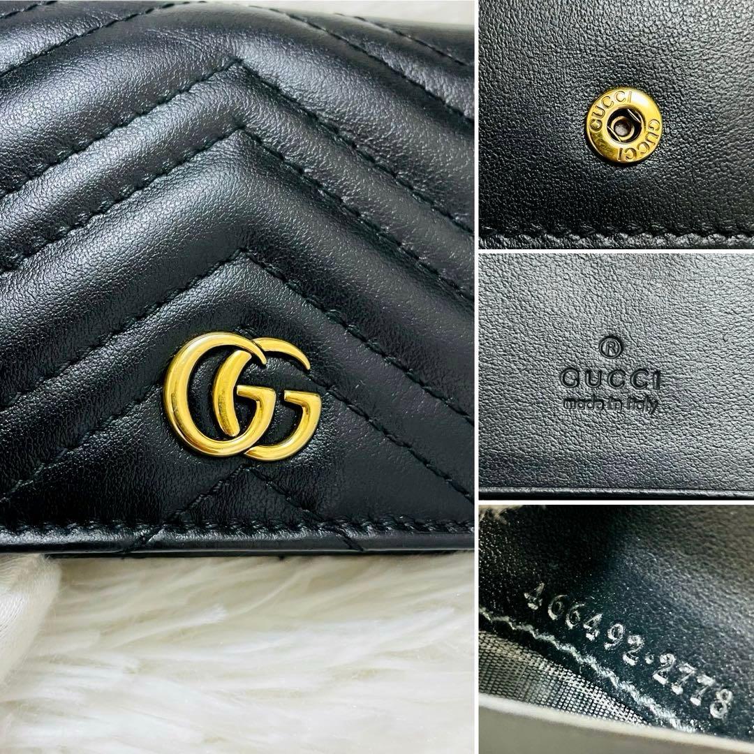 極美✨付属完備✨GUCCI 二つ折り財布 キルティング マーモントGG レザー