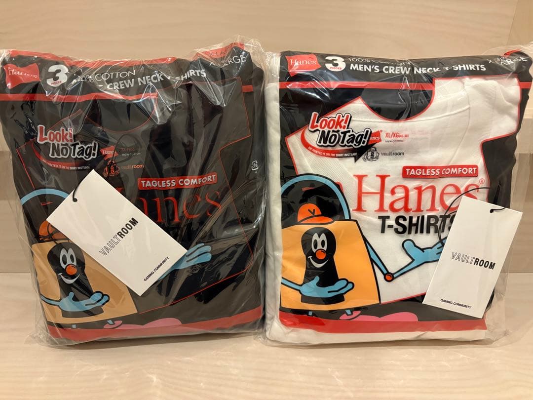 白 黒 ３枚組 2パック Hanes vaultroom Tシャツ サイズXL