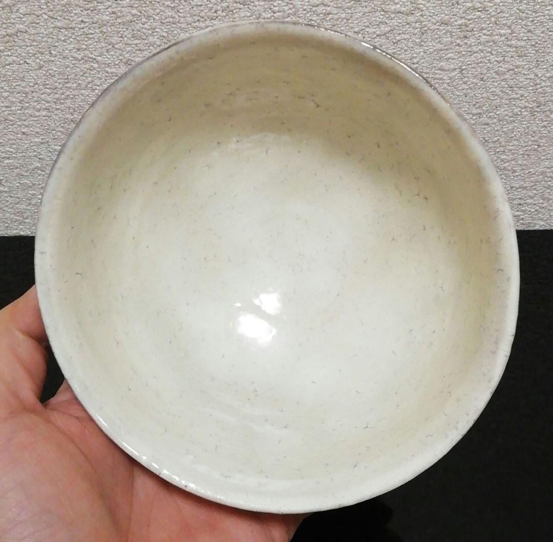 清水啓功作　萩焼　粉引　鬼熊川　茶碗　共箱　共布　略歴付　茶道具