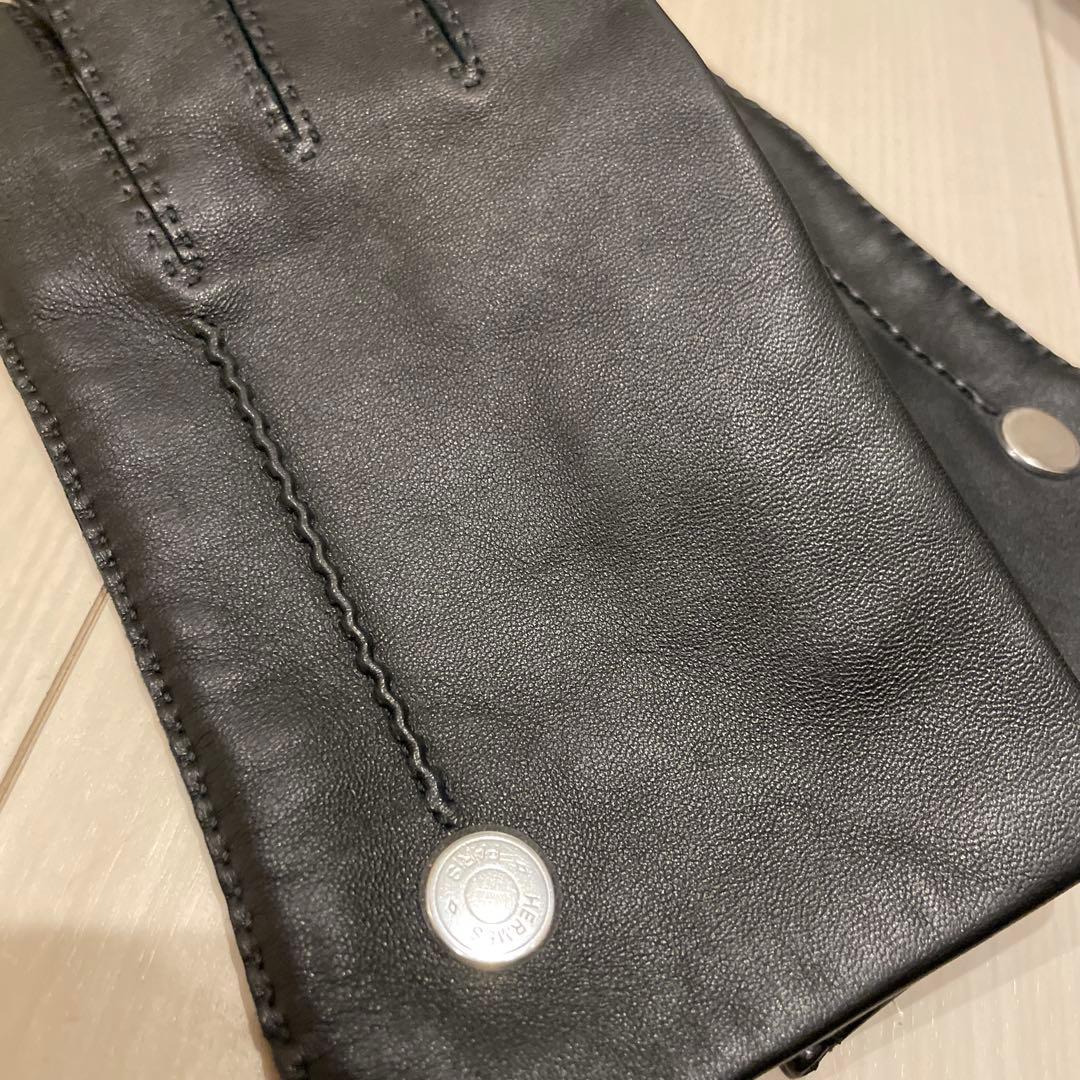 未使用　HERMES 黒　レザー　手袋 7.5