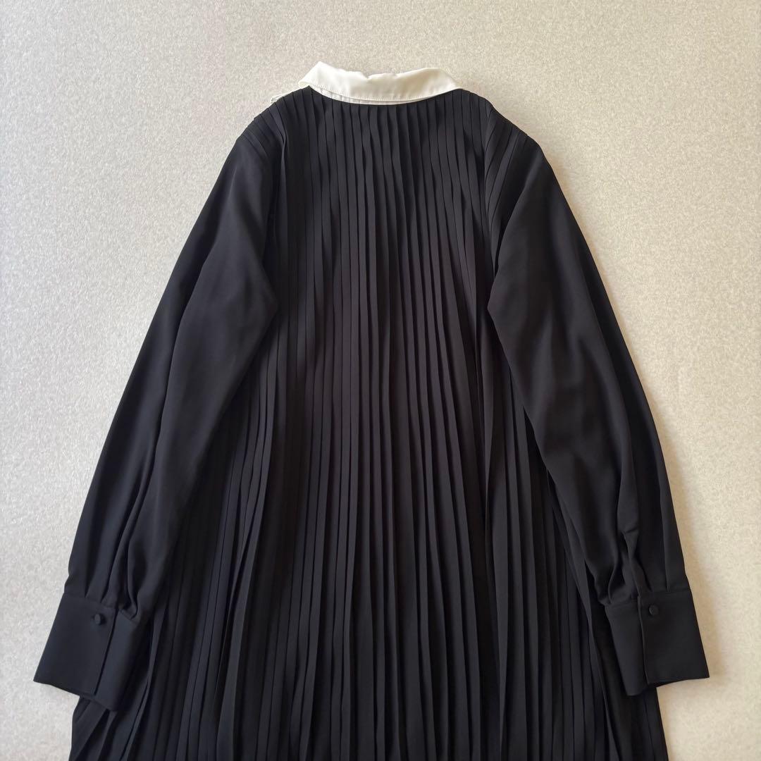 【美品】セルフォード　Aラインプリーツワンピース　黒　36