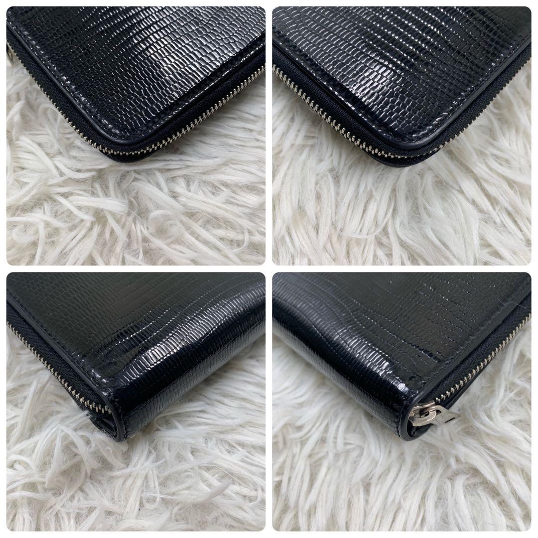 【✨美品✨】サンローラン 二つ折り財布 カサンドラ リザードスキン ブラック