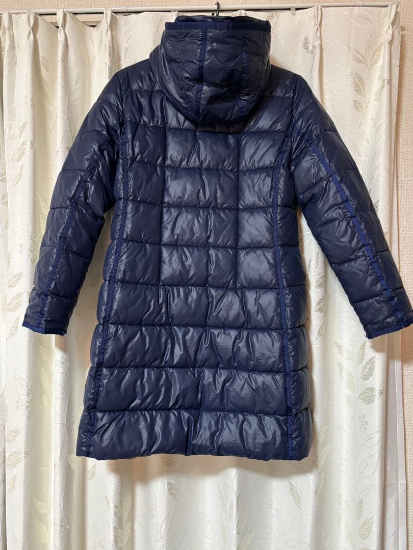MONCLER Aラインレディースロングダウンコート M ネイビー　訳あり