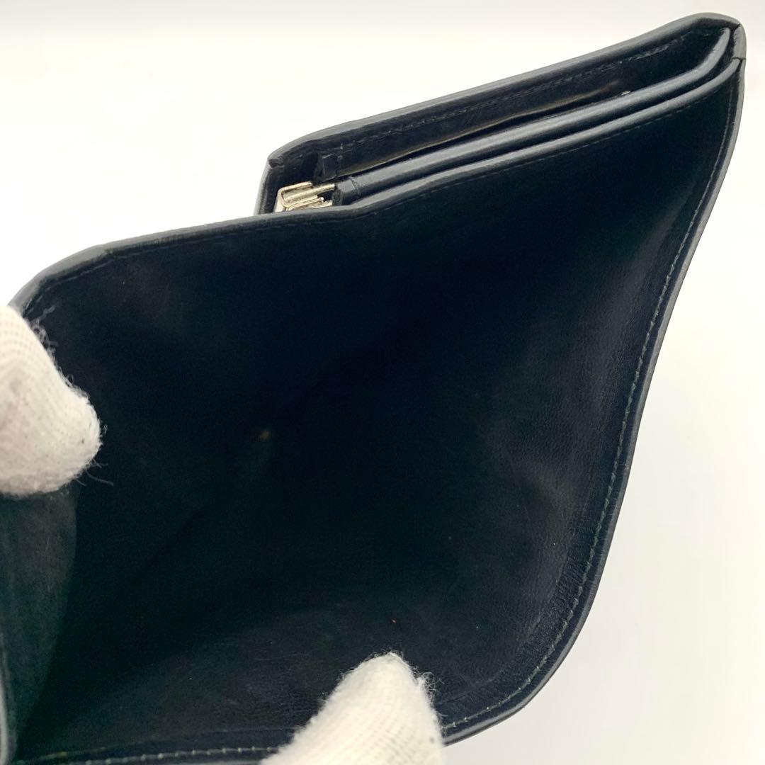 鑑定済み 希少 セリーヌ がま口 財布 コンパクト 小型 レザー 革 黒 レア