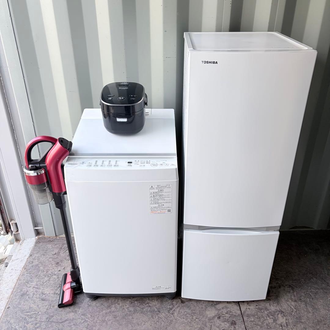 運搬取付無料！純正東芝洗濯機・冷蔵庫・充電式掃除機＋SHARP炊飯器4点セット！