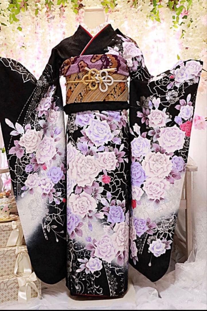 ※専門出品※新品未使用品♥️絢爛豪華な黒と銀✨✨最高級袋帯と振袖重ね衿足袋ソックス
