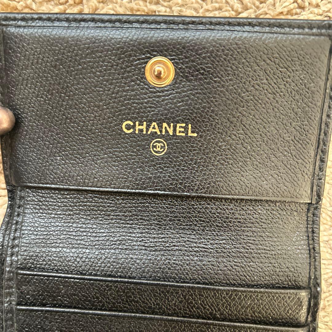 【訳あり】CHANEL 2つ折り　財布　ブラック