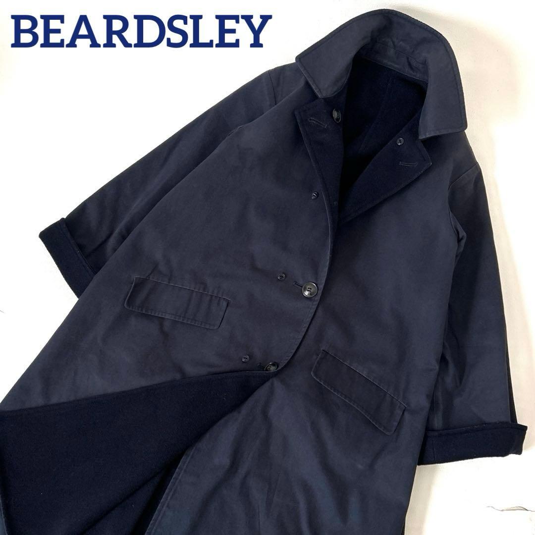 BEARDSLEY リバーシブルコート　ロング　ネイビー　Aライン　ウール　綿