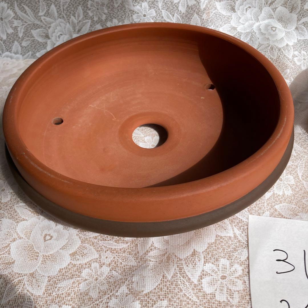 盆栽鉢　常滑焼　丸鈴型足付　10号　8号　落款勝山窯造　二枚組