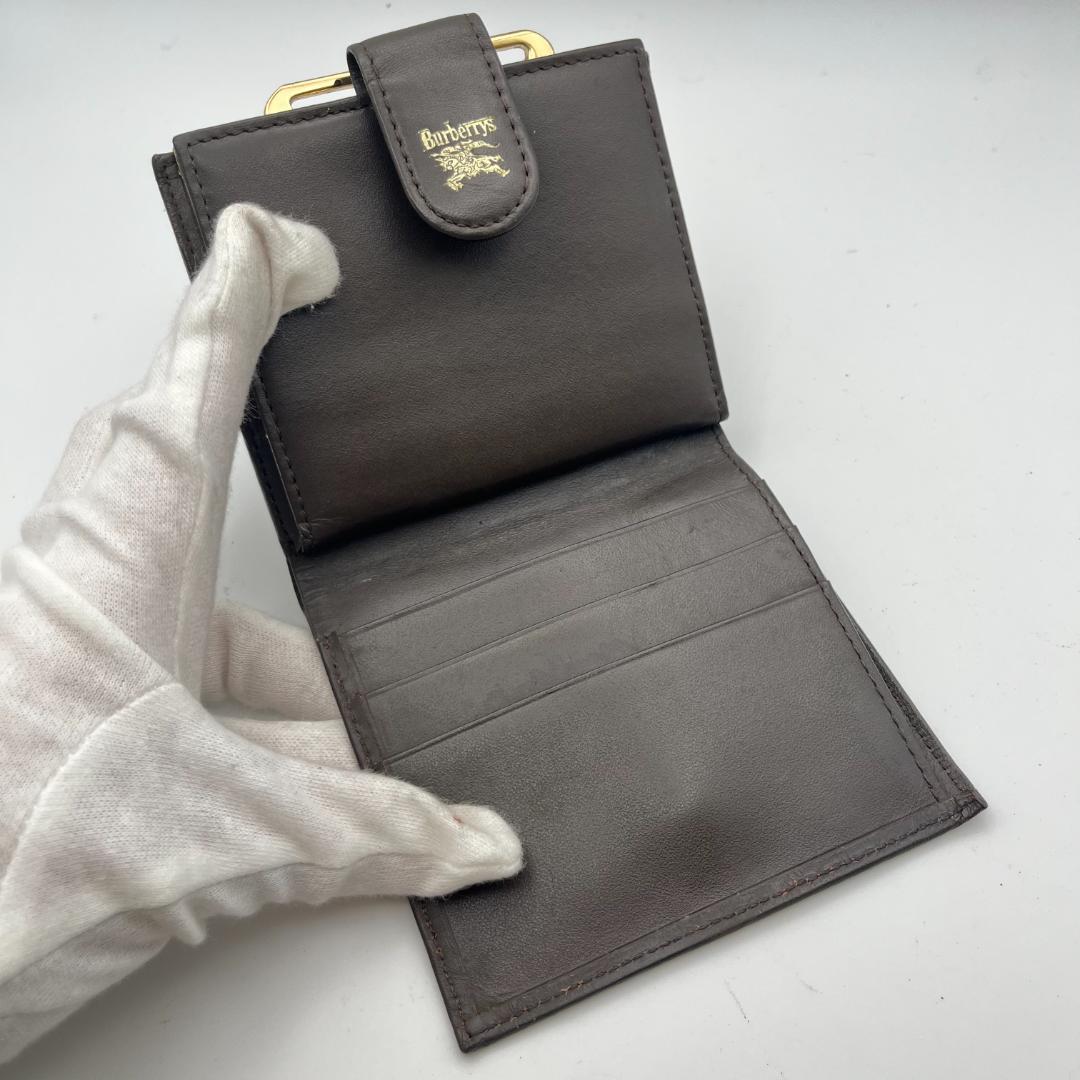 ◇バーバリー　折財布　財布　ウォレット　ノバチェック　がま口　ブラウン