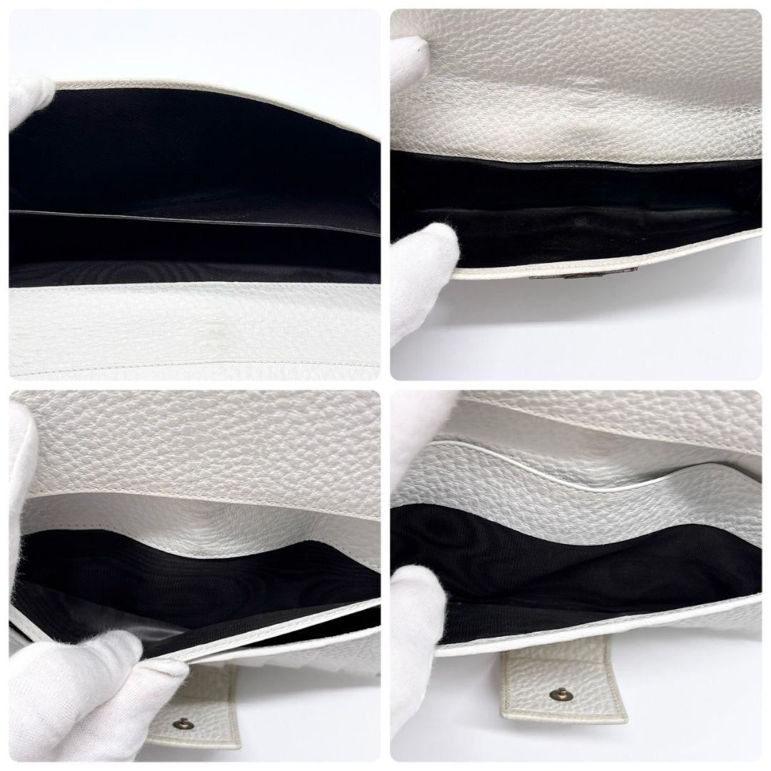 【上品】GUCCI グッチ 長財布 Gロゴ金具 Wホック レザー ホワイト