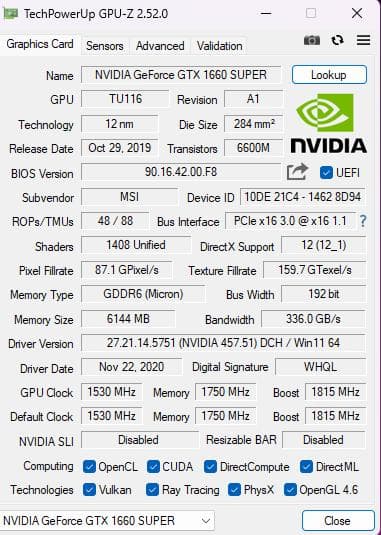MSI AERO GTX1660super 中古品 箱なし