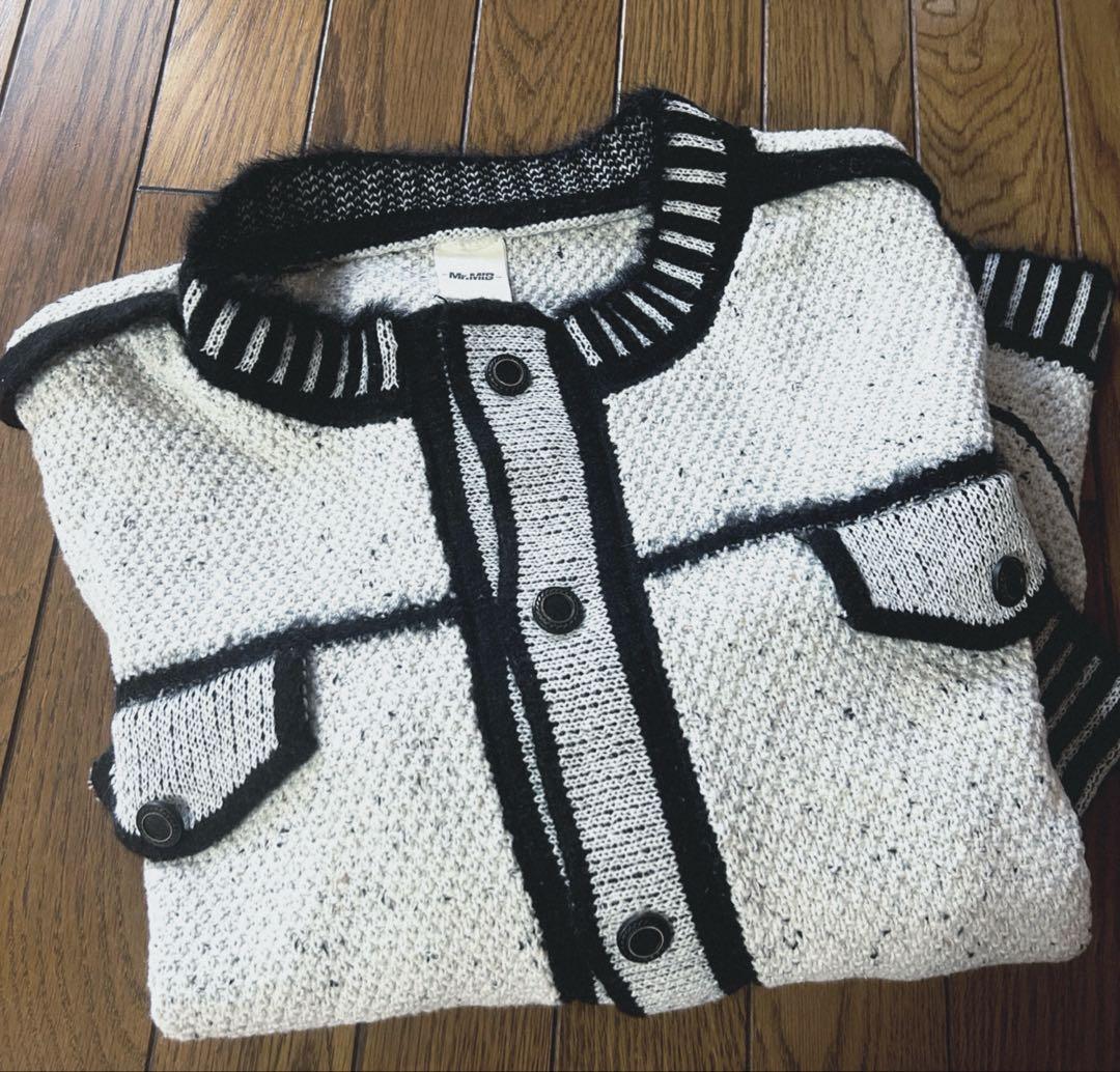 LLL LAB Bicolor Stitch Knit カーディガン