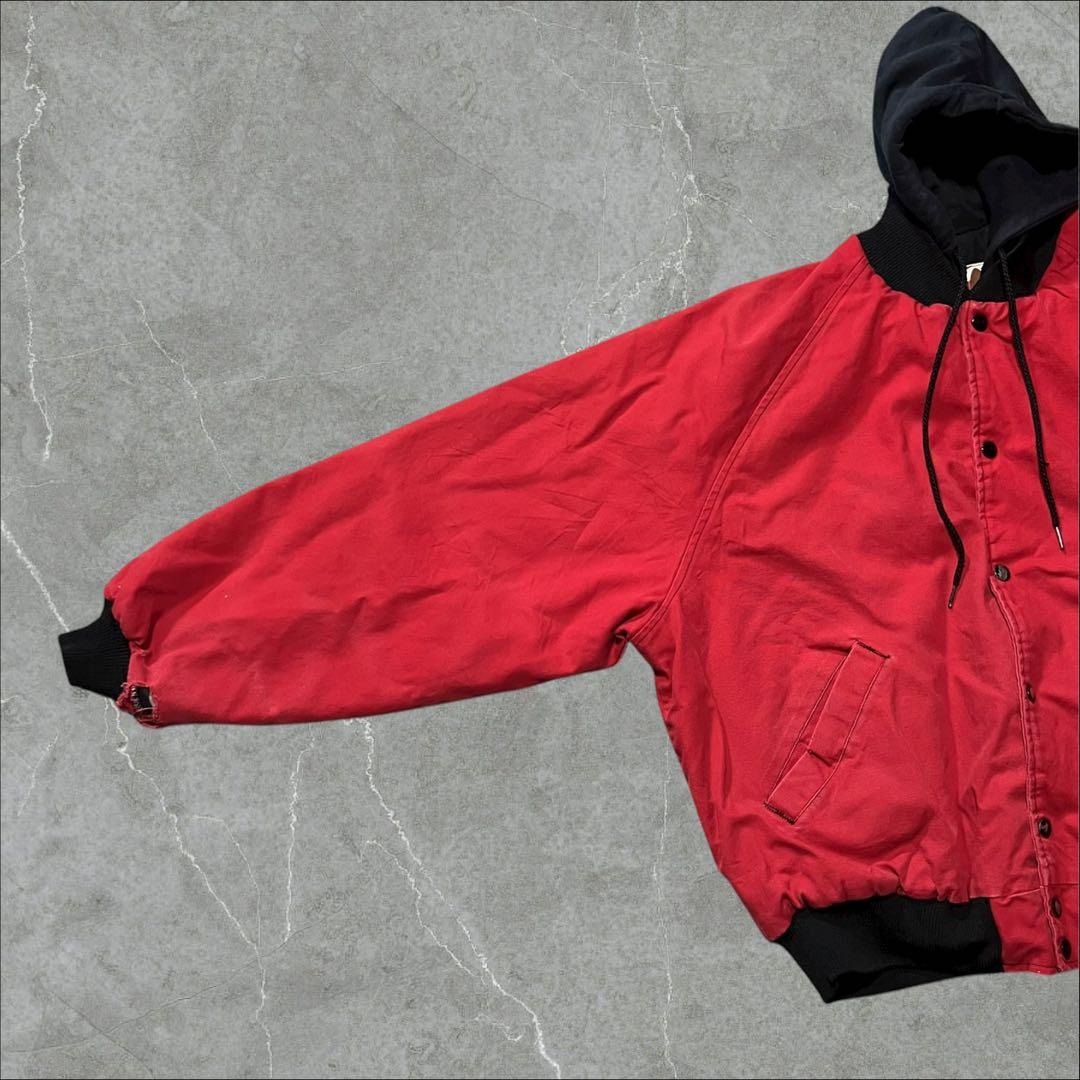 90sUSA製COUNTRY TAFFダックワークジャケッツXL赤フェード襤褸
