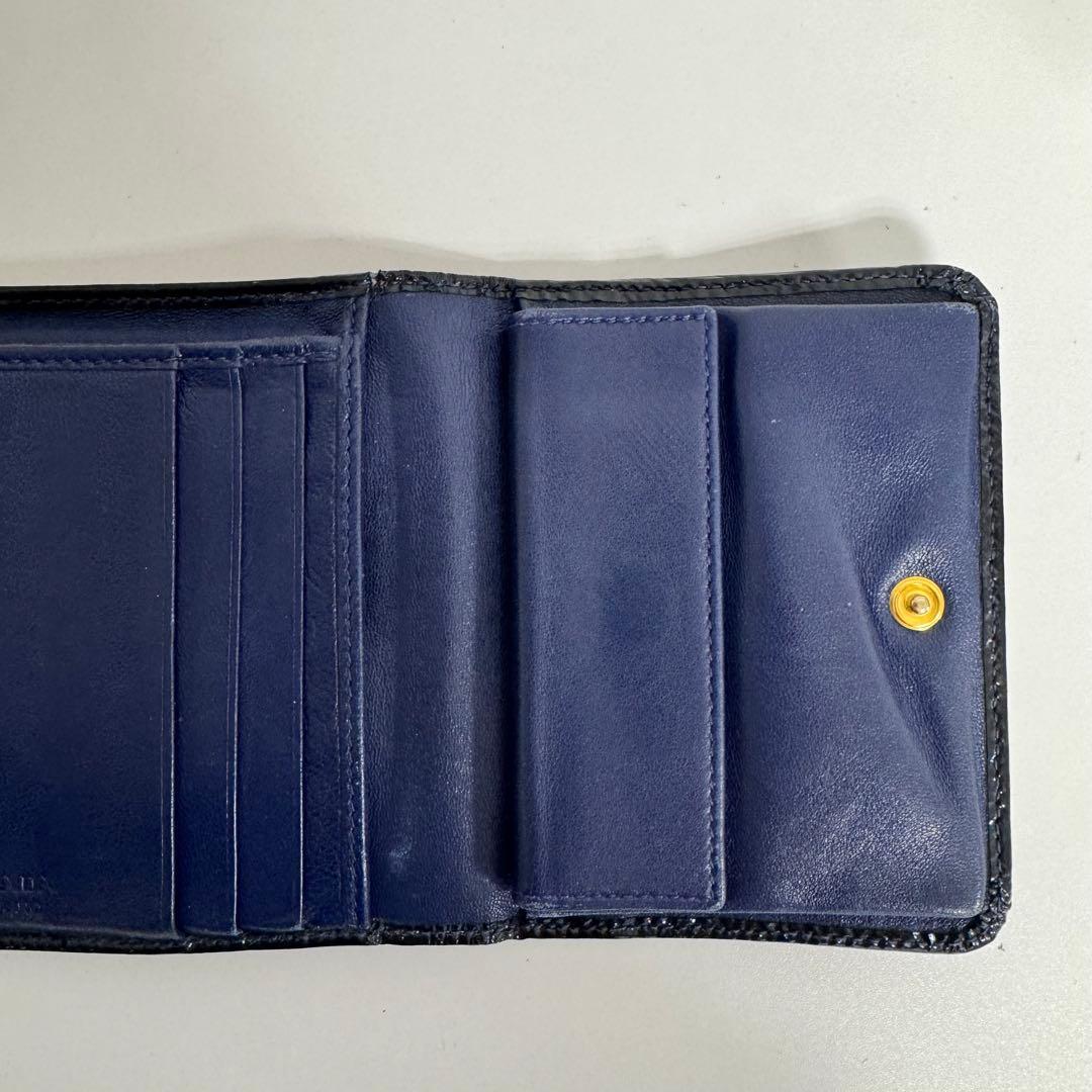 PRADA プラダ サフィアーノレザー 三つ折り財布 三角ロゴ 希少白ステッチ
