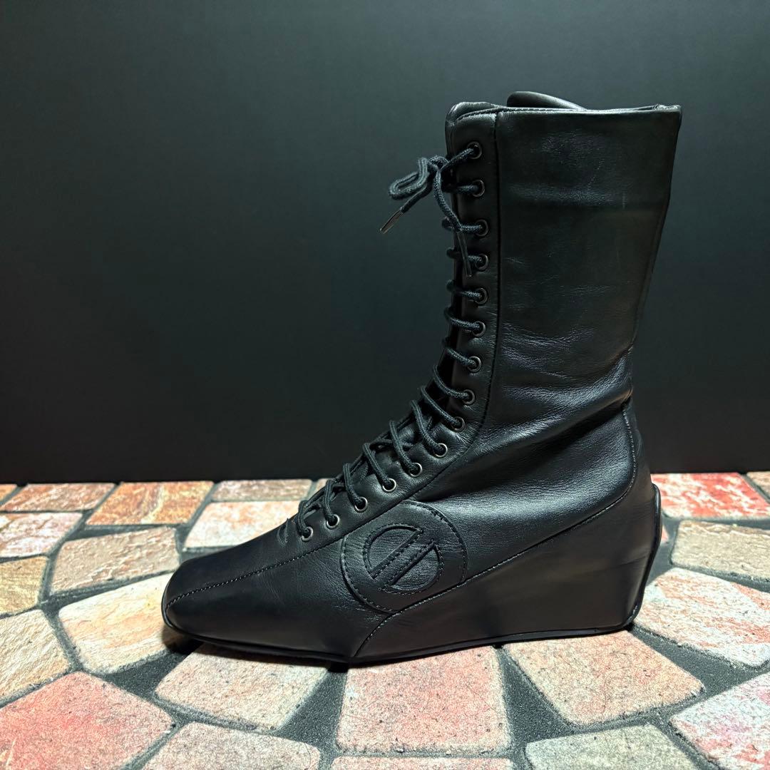 【美品】NO NAME 本革　ブーツ　15ホール ウエッジソール　23cm 黒