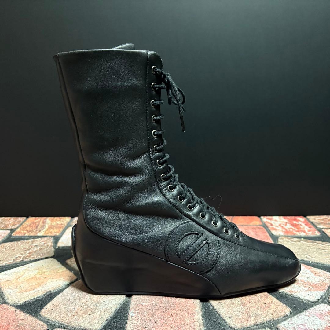【美品】NO NAME 本革　ブーツ　15ホール ウエッジソール　23cm 黒