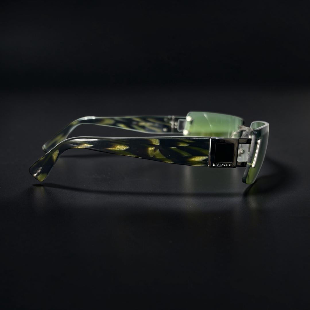 BVLGARI サングラス リムレス グリーンレンズ ケース付き