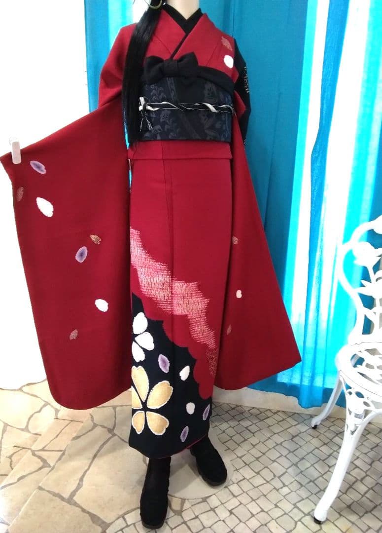 振袖フルセット、正絹成人式、ワイドサイズ、重ね衿帯揚げ帯締め、松坂屋京の名古屋帯