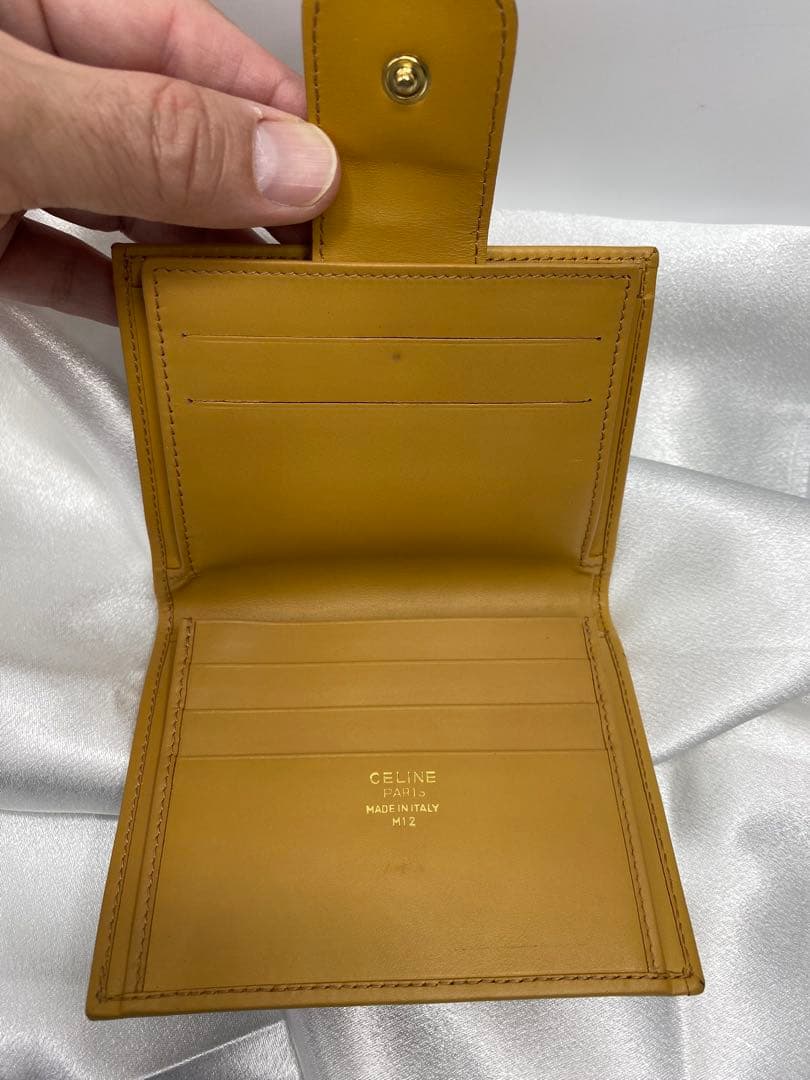 極美品　オールドセリーヌ　がま口　二つ折り財布　マカダム　ゴールド金具