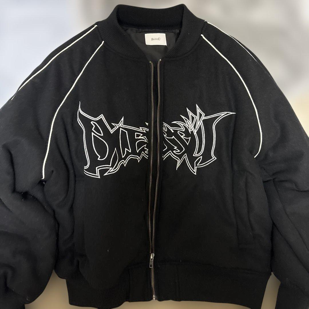 BlessU ブラック ジップアップジャケット