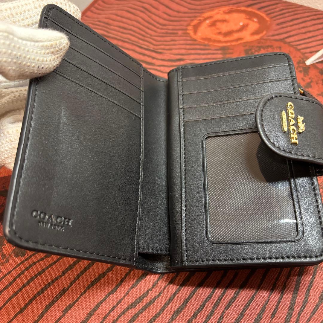 【美品】COACHコーチ 二つ折り財布 シグネチャー ブラウン