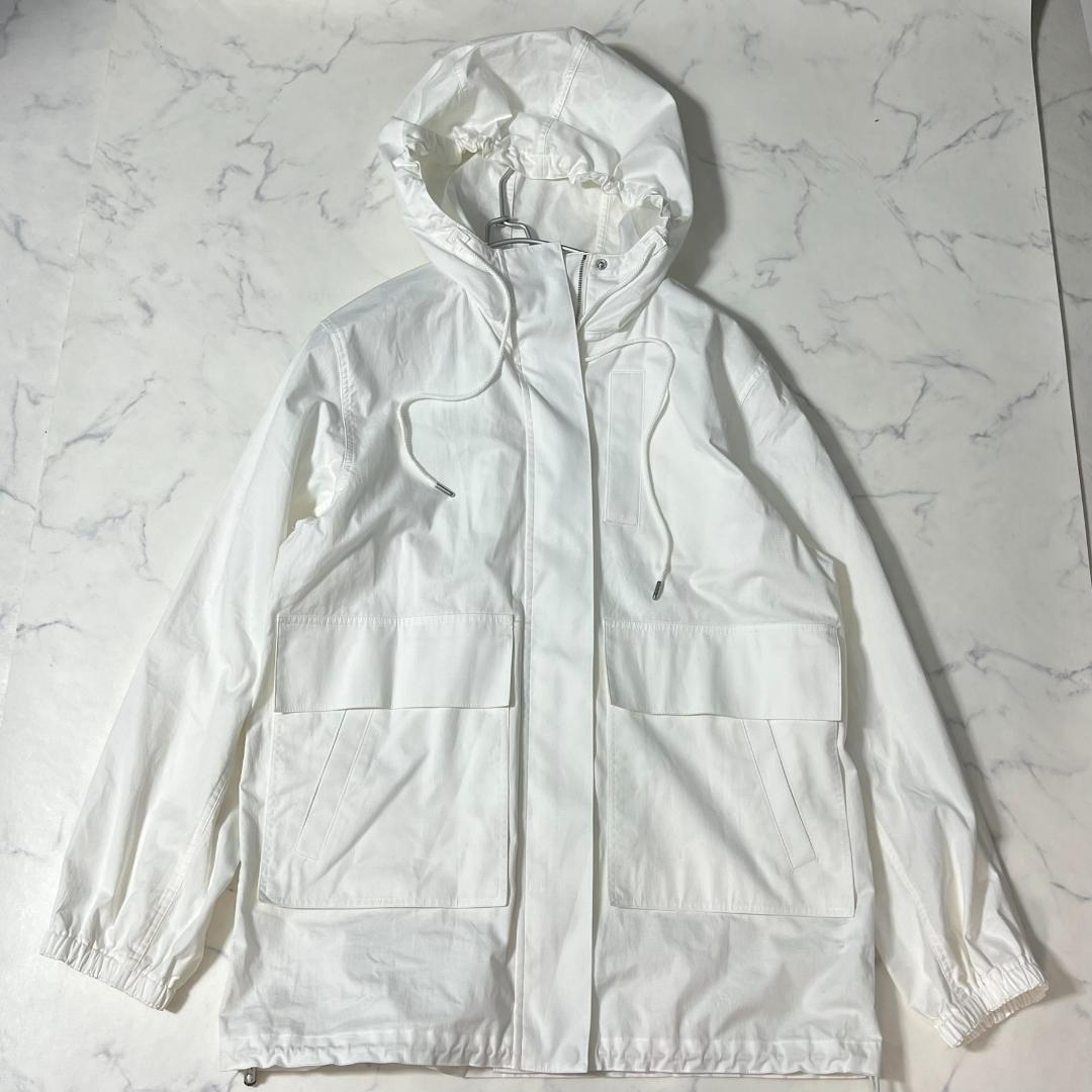 極美品 セオリー 定価5.3万 ブルゾン 羽織りフード L 白 B0936