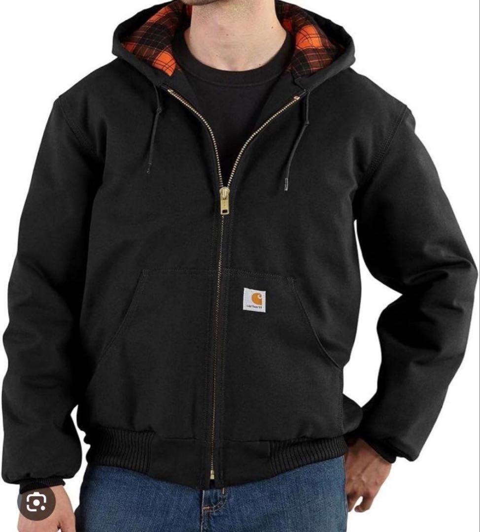 【着画あり】Carhartt　ハンティングアクティブジャケットブラック　裏地あり