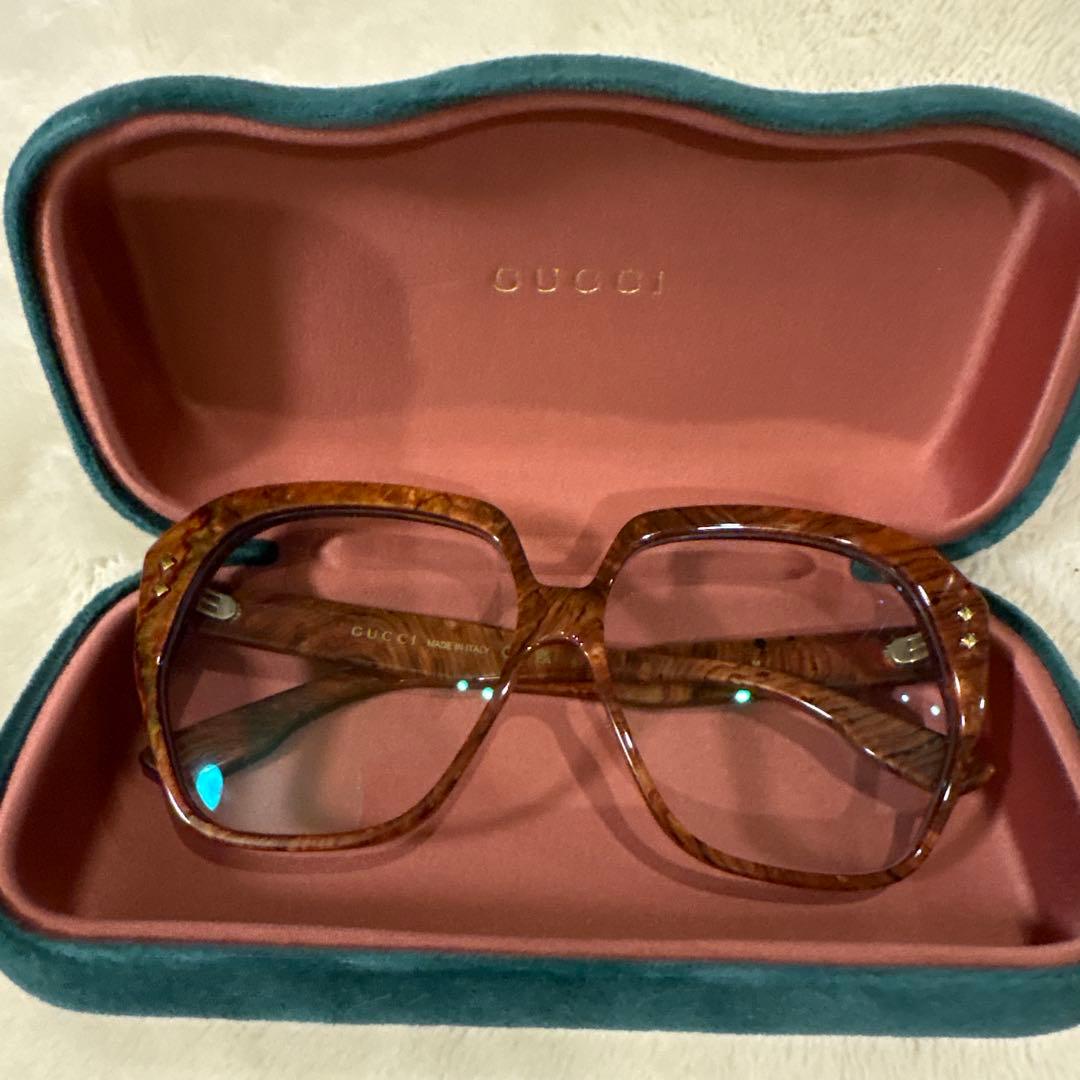 GUCCI ブラウン スクエア メガネ★グッチ