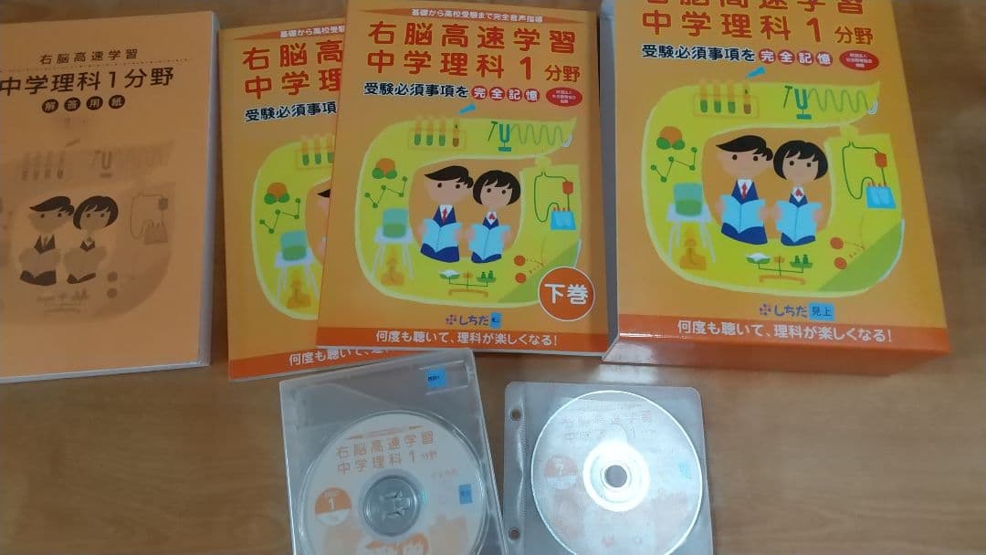 値段交渉OK美品！しちだ右脳高速学習 中1理科1/2・数学・英語・地理・歴史6点