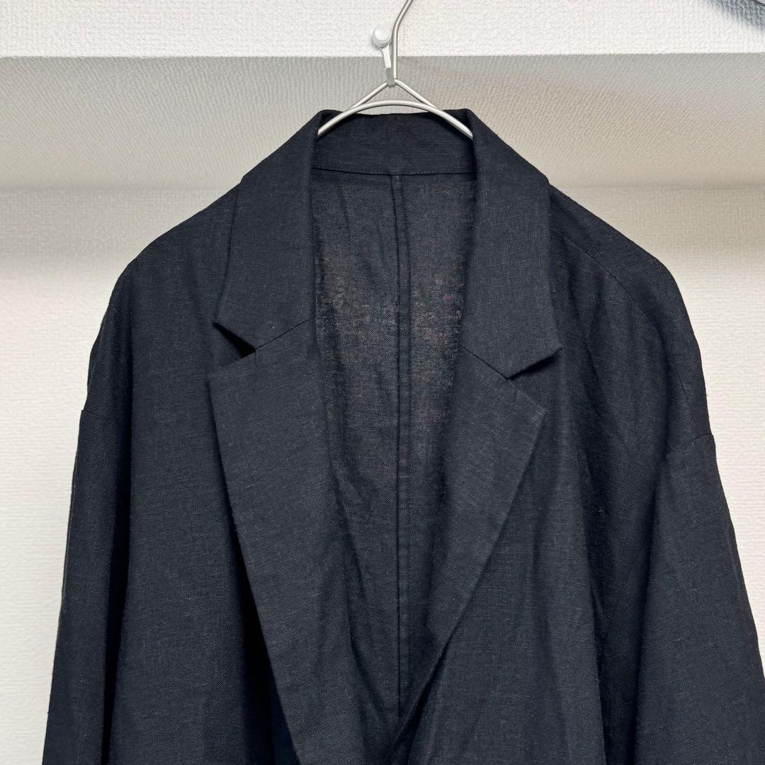 完売品 スリードッツ Linen rayon jacket 黒 S〜M リネン