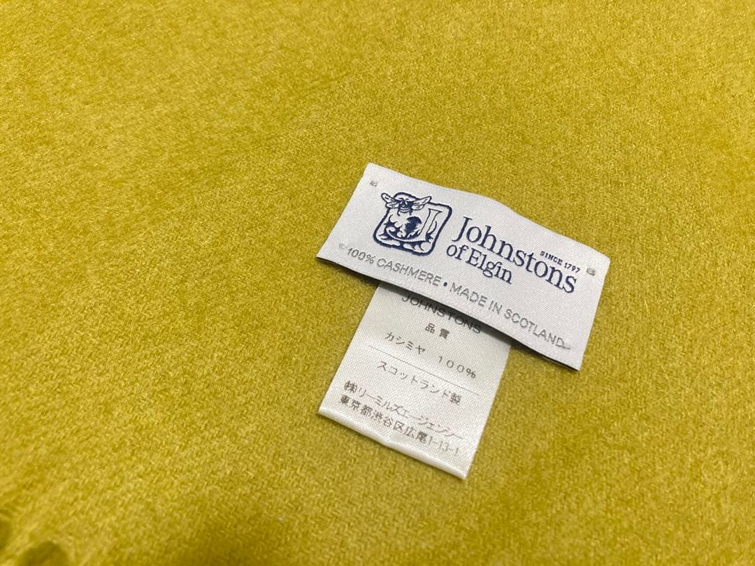 新品 ジョンストンズ カシミヤ100％ 大判ストール マスタード 国内正規品