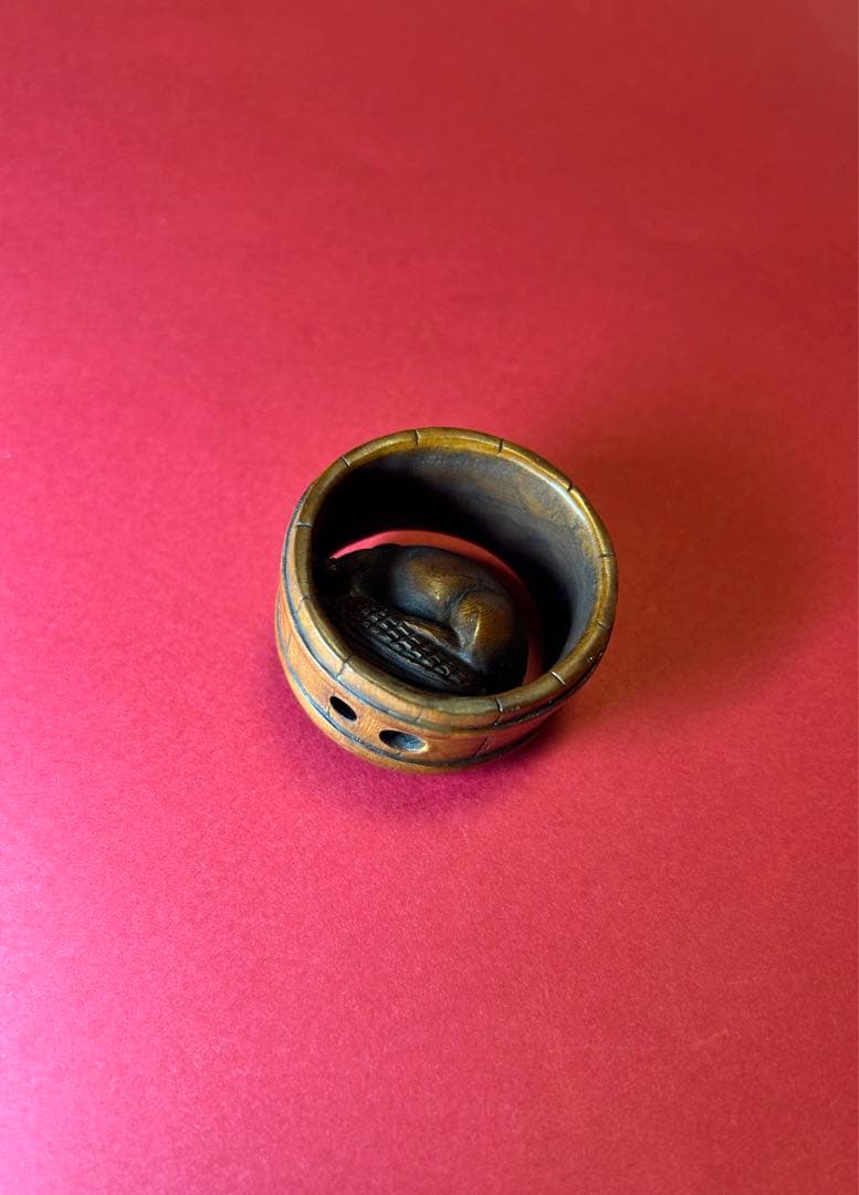 【根付】木彫　東洋彫刻　鼠　美術品　骨董品