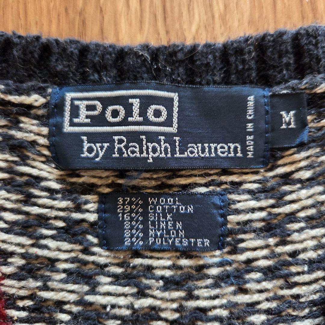 希少90s Ralph Lauren/千鳥柄ニットベスト/サイズM/ユニセックス