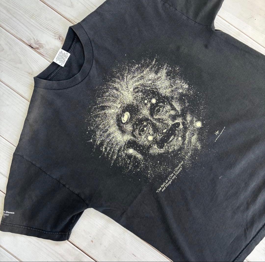 【良フェード】Einstein アインシュタイン　ボストン科学博物館　Tシャツ