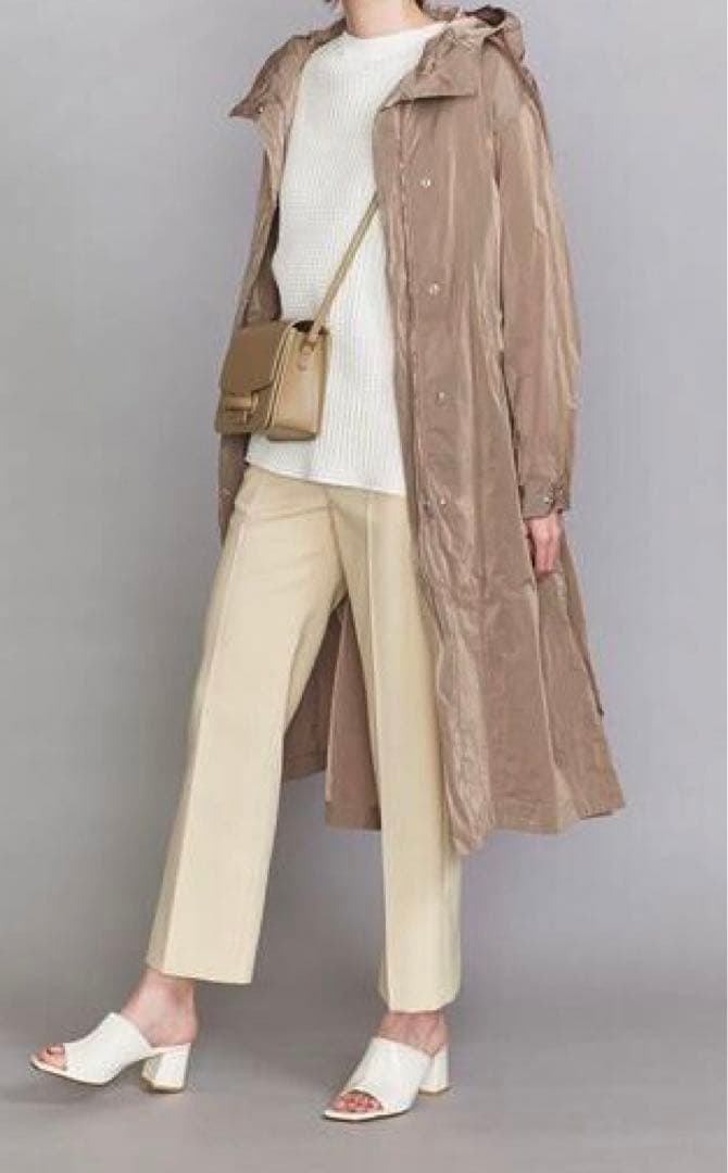 Beauty&Youth ナイロンタフタフードロングブルゾン　M 美品