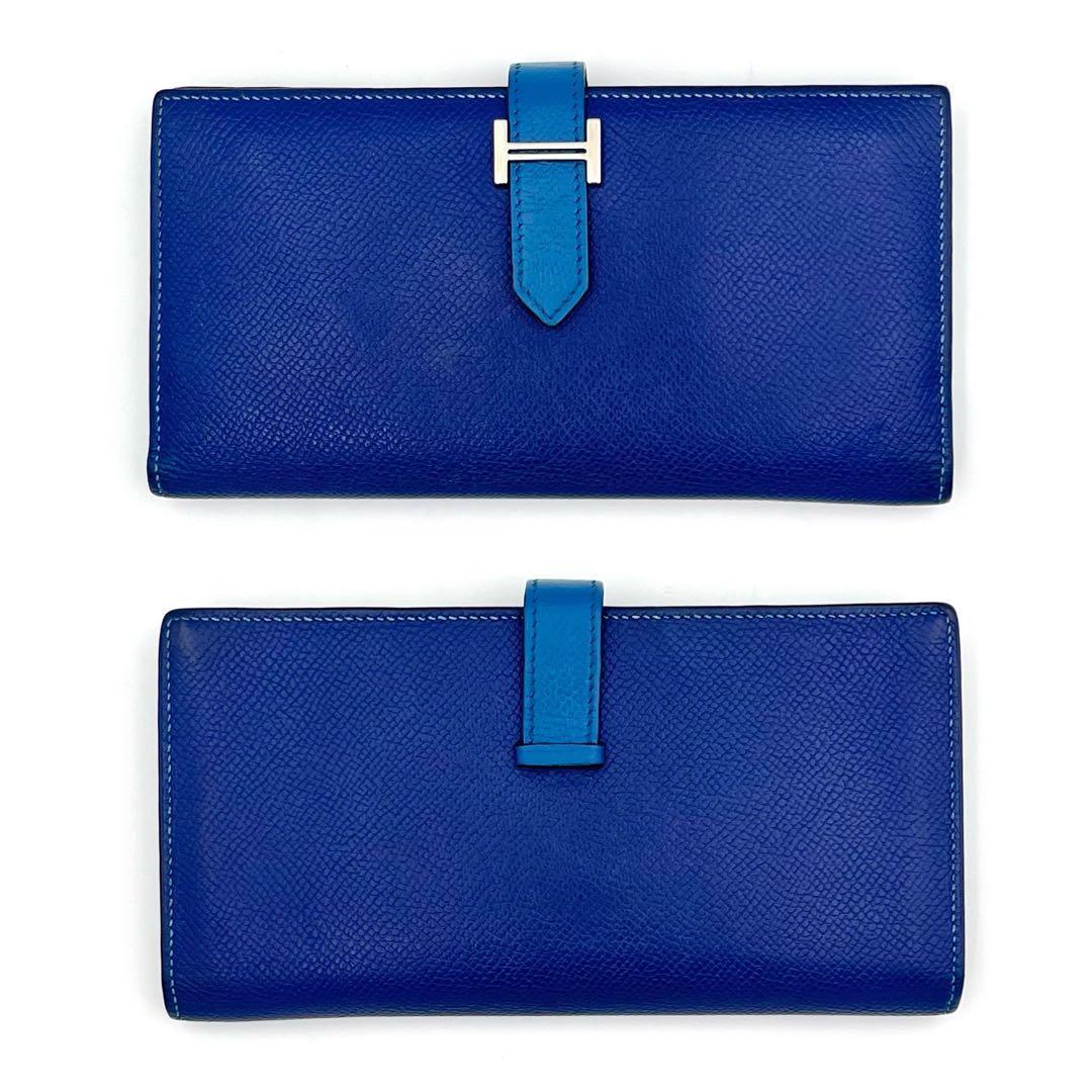 美品 HERMES エルメス ベアンスフレ ブルー ネイビー バイカラー