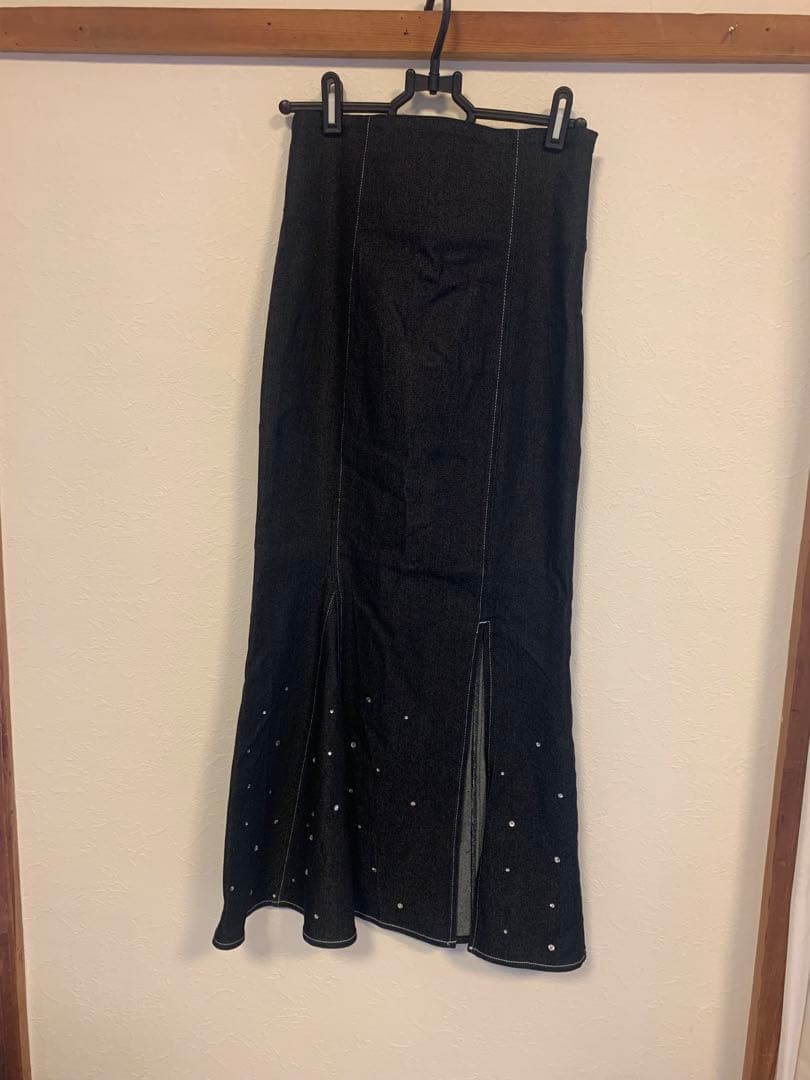 スカート ROUGE by POMME rhinestone denim skirt