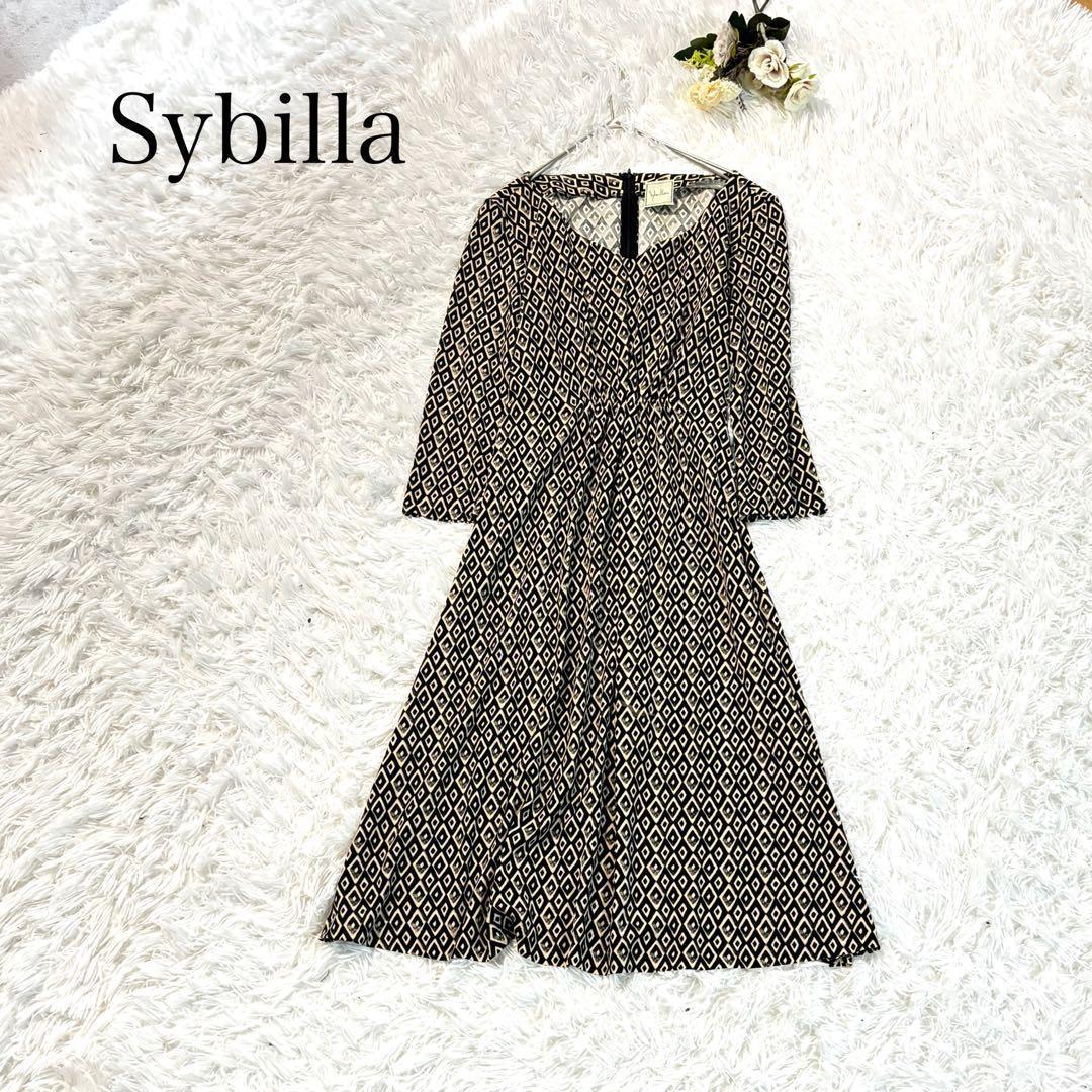 Sybilla シビラ　長袖ワンピース　ジオメ柄　ゆったり　L