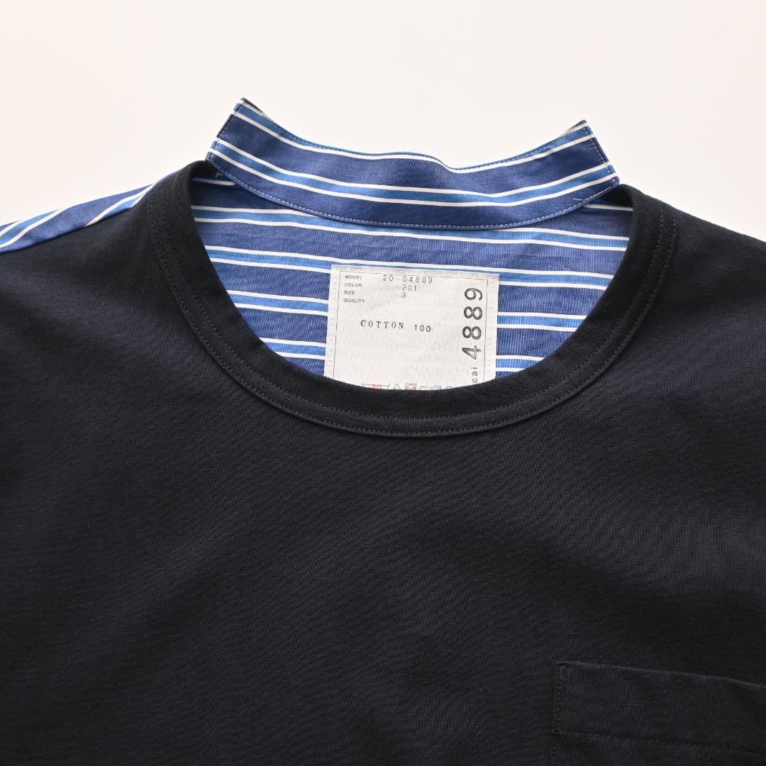 ラ*ネ様 sacai サカイ 半袖 ドッキング切替 カットソー 3 ネイビー ブ