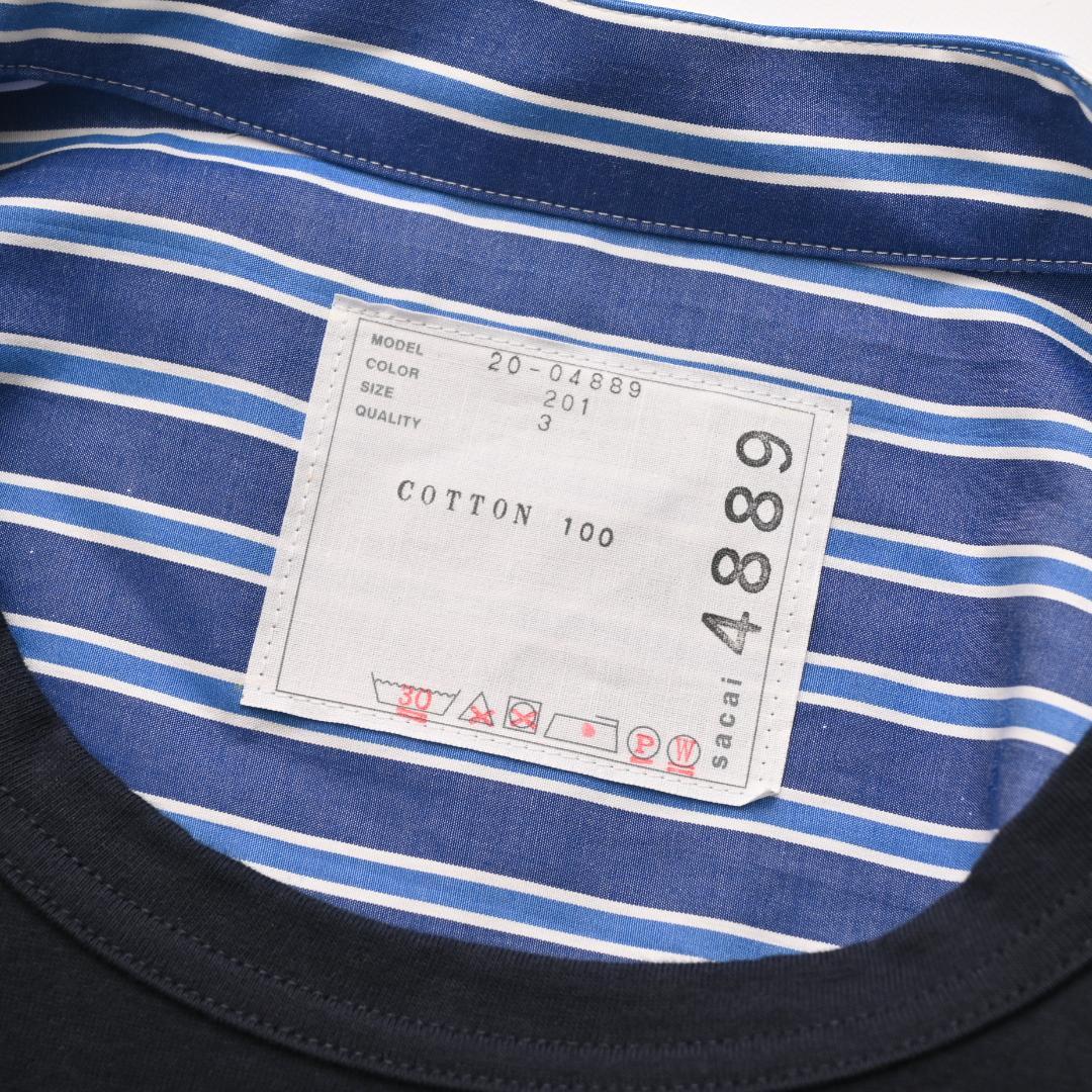 ラ*ネ様 sacai サカイ 半袖 ドッキング切替 カットソー 3 ネイビー ブ