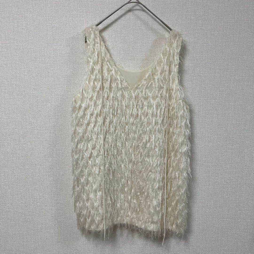 クラネ CLANE W FACE CROSS FRINGE TOPS サイズ１