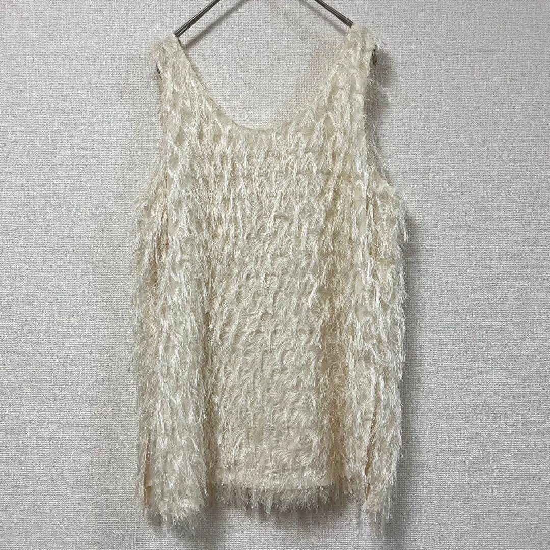 クラネ CLANE W FACE CROSS FRINGE TOPS サイズ１