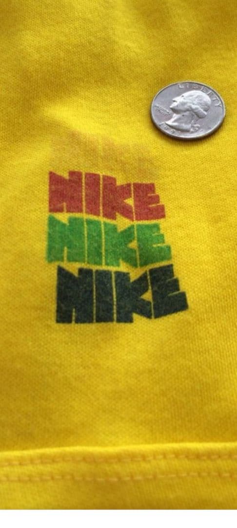 Nike 70's 80's Tシャツ　ゴツナイキ　四連　イエロー 銀タグ