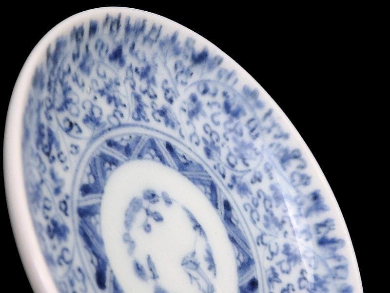 古伊万里　染付　微塵唐草　萩唐草の図　豆皿　C475AS-CXt
